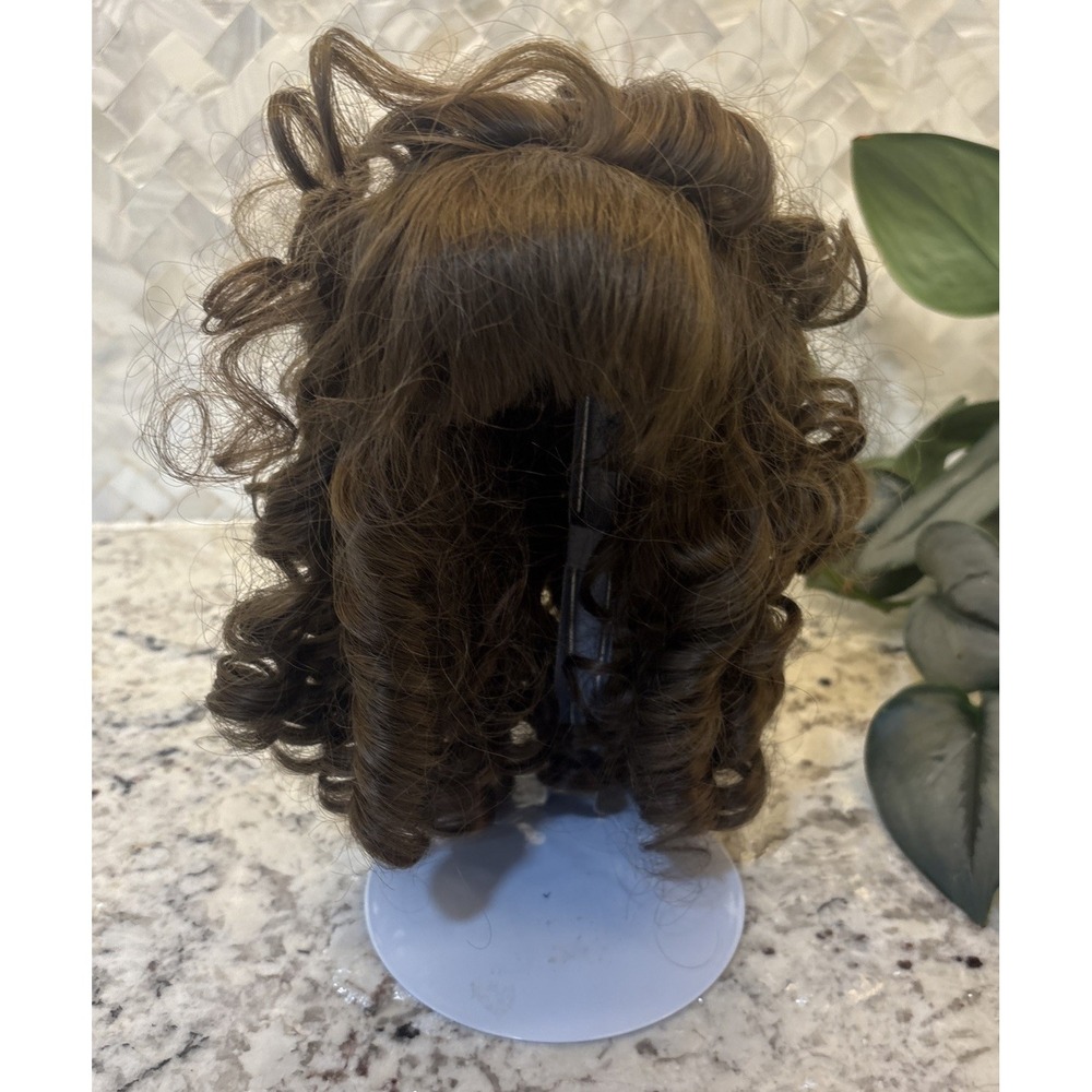 Vintage Kemper Doll Wig Sz 14/15 Dark Brown Ringlets Bangs Japan Art Doll Maker
